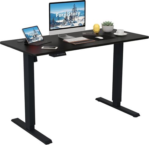 Electric Standing Desk with Whole Board, 55 x 24 Inches Height Adjustable Sit Stand Up Desk, Home Office Desk with 3 Memory Controller (Rustic Brown, 55 Inches) in Saudi Arabia