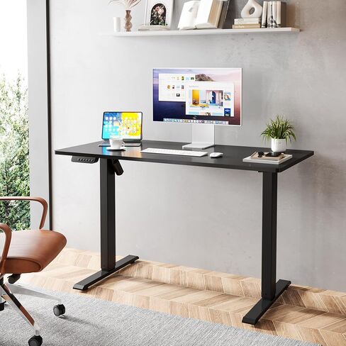 Electric Standing Desk with Whole Board, 55 x 24 Inches Height Adjustable Sit Stand Up Desk, Home Office Desk with 3 Memory Controller (Rustic Brown, 55 Inches) in Saudi Arabia