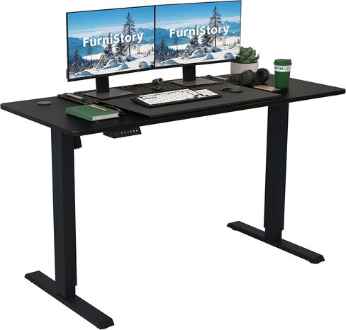 Electric Standing Desk with Whole Board, 55 x 24 Inches Height Adjustable Sit Stand Up Desk, Home Office Desk with 3 Memory Controller (Rustic Brown, 55 Inches) in Saudi Arabia