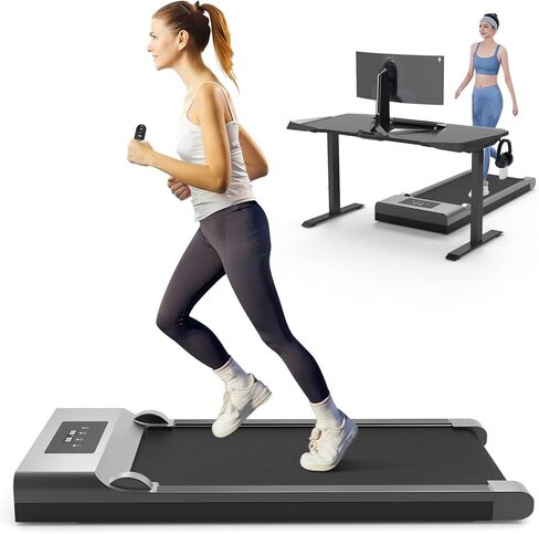 QUDODO Walking Pad Treadmill Under Desk,2 in 1 Portable Desk Treadmill with Remote Control,Walking Jogging Machine in LCD Display,Ultra Thin and Silent, Intended for Home/Office in Kuwait