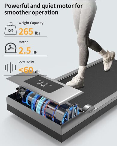 QUDODO Walking Pad Treadmill Under Desk,2 in 1 Portable Desk Treadmill with Remote Control,Walking Jogging Machine in LCD Display,Ultra Thin and Silent, Intended for Home/Office in Kuwait