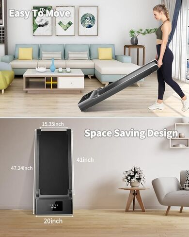 QUDODO Walking Pad Treadmill Under Desk,2 in 1 Portable Desk Treadmill with Remote Control,Walking Jogging Machine in LCD Display,Ultra Thin and Silent, Intended for Home/Office in Kuwait