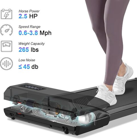 SATHER Walking Pad Treadmill 2 in 1, 3.0/2.5HP Under Desk Treadmill, Small Mini Treadmill for Home Office with LED Display & Bluetooth, Compact Foldable/Potrable Running Treadmill 300/265lbs Capacity in Saudi Arabia