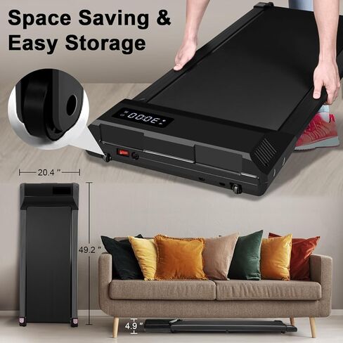 SATHER Walking Pad Treadmill 2 in 1, 3.0/2.5HP Under Desk Treadmill, Small Mini Treadmill for Home Office with LED Display & Bluetooth, Compact Foldable/Potrable Running Treadmill 300/265lbs Capacity in Saudi Arabia