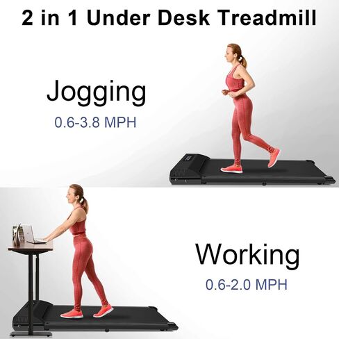 SATHER Walking Pad Treadmill 2 in 1, 3.0/2.5HP Under Desk Treadmill, Small Mini Treadmill for Home Office with LED Display & Bluetooth, Compact Foldable/Potrable Running Treadmill 300/265lbs Capacity in Saudi Arabia