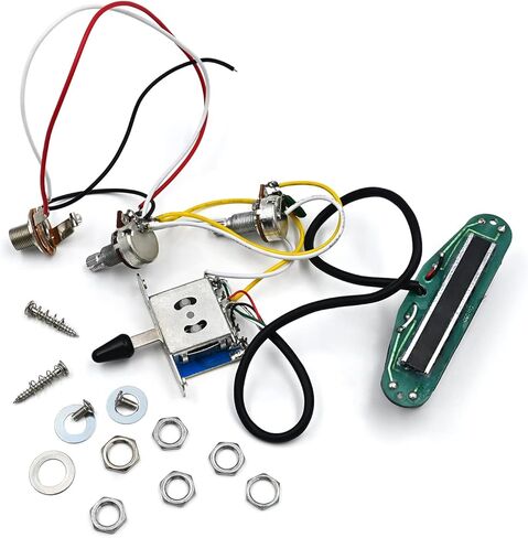 Prewired Guitar Wiring Harness with Dual Hot Rail Humbucker Pickup Set 1 Tone 1 Volume 3-way Switch 1 Jack for Fender Strat Squier Tele Electric Guitar Replacement in Kuwait