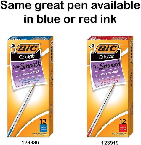 BIC Cristal Xtra Smooth Black Ballpoint Pens, Reliable Medium Point (1.0mm), 12-Count Pack in Kuwait