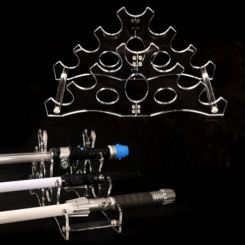 WANLIAN lightsaber stand lightsaber holder Lightsaber rack sword hook 6-layer trapezoidal acrylic desktop lightsaber display rack sword rack display rack sword supportr (Black) in Saudi Arabia