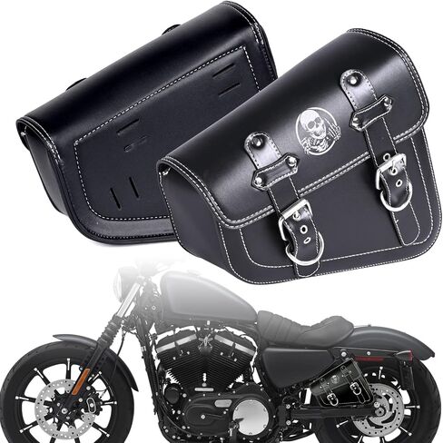 2 Pack Motorcycle Swingarm Bags, Saddlebags Synthetic Leather Side Tool Bags for Harley Sportster XL883 XL1200 Custom Street 750 Rebel 300 500 with Mounting Straps (Filpping Finger) in Saudi Arabia