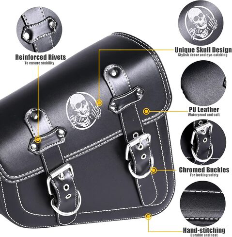2 Pack Motorcycle Swingarm Bags, Saddlebags Synthetic Leather Side Tool Bags for Harley Sportster XL883 XL1200 Custom Street 750 Rebel 300 500 with Mounting Straps (Filpping Finger) in Saudi Arabia