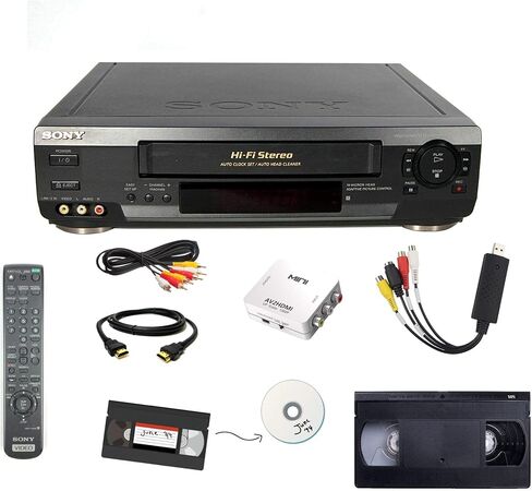 حزمة نقل VCR VHS من سوني مع جهاز تحكم عن بعد، ومحول USB، ومحول HDMI (متجدد) in Saudi Arabia