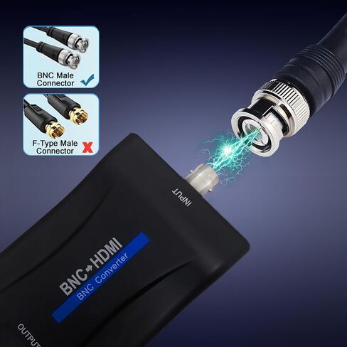 Coax to Hdmi Adapter,BNC to HDMI Converter,CVBS PAL/NTSC BNC to HDMI Adapter,720P/1080P Video Adapter HDCP Hook Security Camera CCTV DVRs Surveillance CVR to HDTV,Monitor and Projectors in Saudi Arabia