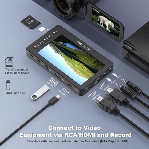 محول فيديو رقمي إلى رقمي، VCR VHS إلى محول رقمي مع شاشة OLED مقاس 5 بوصات، جهاز التقاط مسجل فيديو من DVD وRCA وHi8 وكاميرات الفيديو وأنظمة الألعاب ودعم AV وHDMI in Kuwait