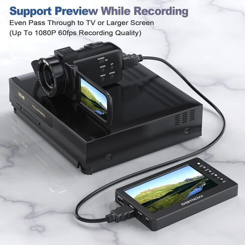 محول فيديو رقمي إلى رقمي، VCR VHS إلى محول رقمي مع شاشة OLED مقاس 5 بوصات، جهاز التقاط مسجل فيديو من DVD وRCA وHi8 وكاميرات الفيديو وأنظمة الألعاب ودعم AV وHDMI in Kuwait