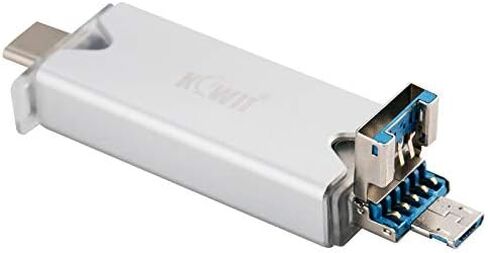 حافظة حامل بطاقات ذاكرة SD مع قارئ بطاقات USB 3 في 1 USB C USB 3.0 Micro USB لبطاقة SDXC/SDHC/SD/Micro SD/Micro SDXC/Micro SDHC، تعمل مع أنظمة التشغيل Windows وMac OSX وأجهزة Android - رمادي in Kuwait
