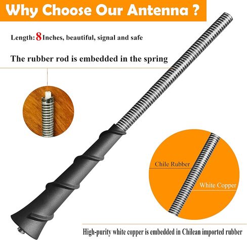 8 Inch Antenna for Jeep Cherokee (2014-2022), Jeep Grand Cherokee (2011-2013), Jeep Liberty (2011 2012), Jeep Compass (2018-2022), Jeep Renegade (2016-2018) | OEM 5091100AA 68297936AA 5091100AB in Saudi Arabia
