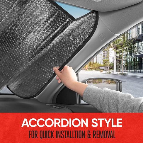 Motor Trend Front Windshield Sun Shade - Jumbo Accordion Folding Auto Sunshade for Car Truck SUV 66 x 27 Inch (Gray) in Saudi Arabia