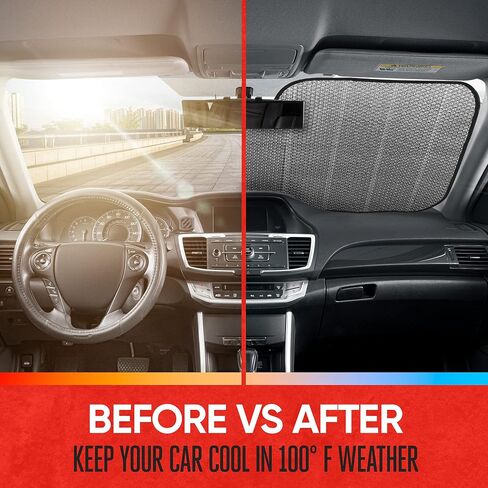 Motor Trend Front Windshield Sun Shade - Jumbo Accordion Folding Auto Sunshade for Car Truck SUV 66 x 27 Inch (Gray) in Saudi Arabia
