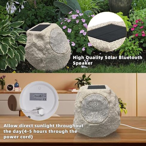 Outdoor Rock Speakers - Outdoor Bluetooth Speakers, Solar Powered & Waterproof, Rechargeable Battery, Wireless Bluetooth Outdoor Speakers for Patio, Party, Pool, Deck, Yard, Garden, and Home in Saudi Arabia