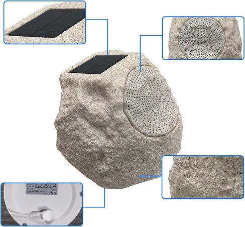 Outdoor Rock Speakers - Outdoor Bluetooth Speakers, Solar Powered & Waterproof, Rechargeable Battery, Wireless Bluetooth Outdoor Speakers for Patio, Party, Pool, Deck, Yard, Garden, and Home in Saudi Arabia