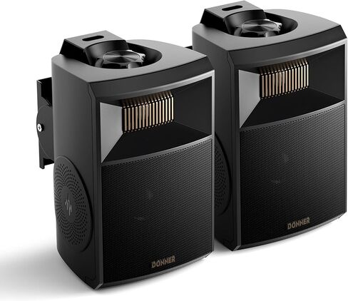 Donner Outdoor Passive Speakers (Pair) - 4.5" Waterproof Wall Mount Speakers 100 watts with Powerful Bass for Garden Patio Backyard Porch, Black, M20-5 in Saudi Arabia