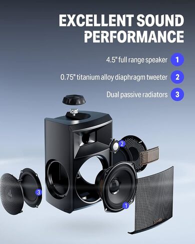 Donner Outdoor Passive Speakers (Pair) - 4.5" Waterproof Wall Mount Speakers 100 watts with Powerful Bass for Garden Patio Backyard Porch, Black, M20-5 in Saudi Arabia