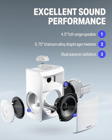 Donner Outdoor Passive Speakers (Pair) - 4.5" Waterproof Wall Mount Speakers 100 watts with Powerful Bass for Garden Patio Backyard Porch, Black, M20-5 in Saudi Arabia