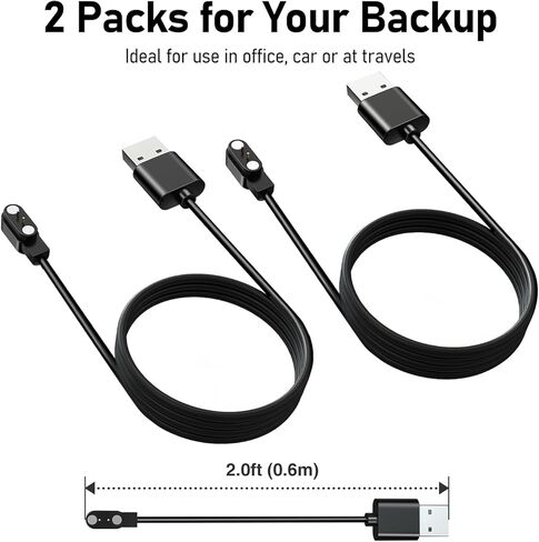 عبوتان من كابلات الشحن المغناطيسية LMC284: شحن سريع وآمن لسماعات الرأس بلوتوث المفتوحة الأذن. سلك شاحن USB لسماعات الأذن اللاسلكية والساعات الذكية مع مسافة 2.84 مم in Kuwait