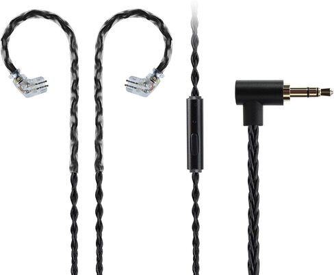 JCALLY Headphone Cable, Replacement wire Oxygen-Free Copper Upgrade 5N OFC Headphone Wire 8 Shares 0.78mm 2pin connector Earphone 3.5mm Wire with Microphone iem cable with microphone (Black 0.78mm) in Kuwait