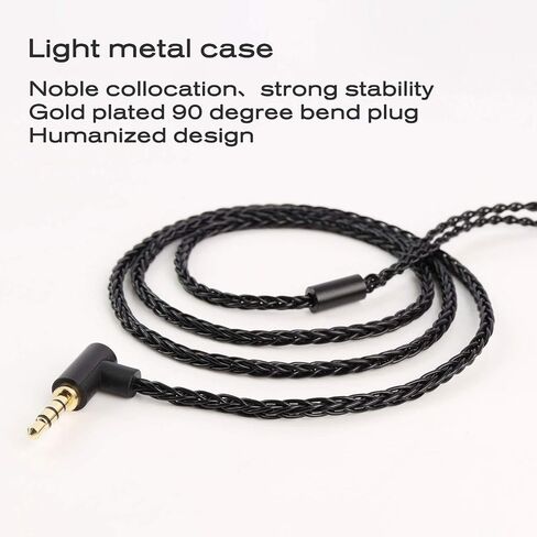 JCALLY Headphone Cable, Replacement wire Oxygen-Free Copper Upgrade 5N OFC Headphone Wire 8 Shares 0.78mm 2pin connector Earphone 3.5mm Wire with Microphone iem cable with microphone (Black 0.78mm) in Kuwait