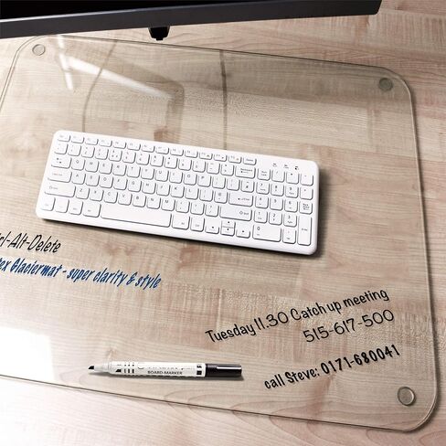 وسادة مكتب FloorTex FCDE2036G مع أقدام سيليكون، زجاج مقسى، عرض 36 بوصة × عمق 20 بوصة، شفاف in Kuwait