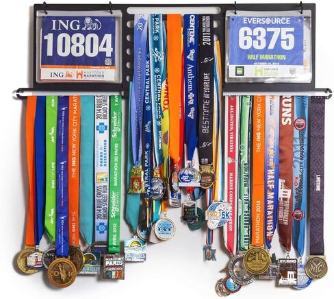 Gone For a Run Deluxe BibFOLIO+ Race Bib & Medal Display | Wall Mounted Medal Hanger | Display Over 100 Medals & 200 Race Bibs in Saudi Arabia