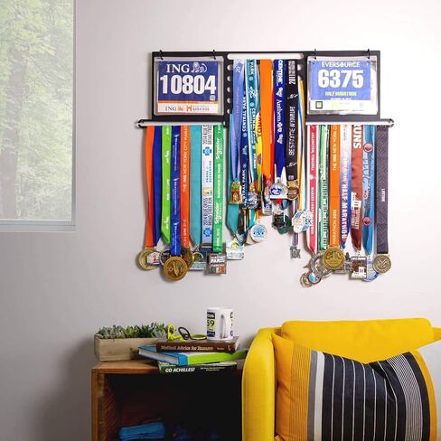 Gone For a Run Deluxe BibFOLIO+ Race Bib & Medal Display | Wall Mounted Medal Hanger | Display Over 100 Medals & 200 Race Bibs in Saudi Arabia