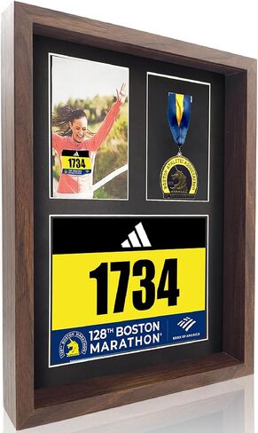MedalAwardsRack 3 في 1 عرض صندوق الظل (ميدالية، ومرايل سباق، وعرض الصور) - عرض ميدالية ماراثون، وإطار ميدالية ماراثون، وحامل مريلة للترياتلون. in Kuwait