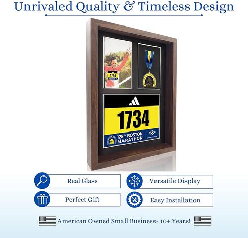 MedalAwardsRack 3 في 1 عرض صندوق الظل (ميدالية، ومرايل سباق، وعرض الصور) - عرض ميدالية ماراثون، وإطار ميدالية ماراثون، وحامل مريلة للترياتلون. in Kuwait