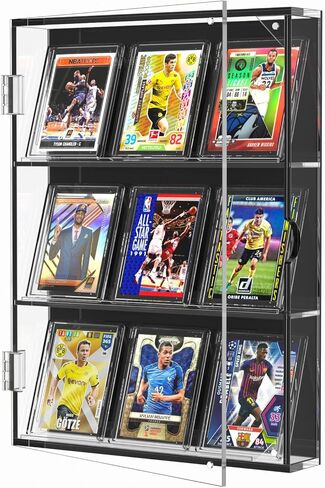 حافظة عرض بطاقات البيسبول من الأكريليك من FEMELI، إطار بطاقة تجارية متدرجة 8 مع حماية من الأشعة فوق البنفسجية، حافظة بطاقات رياضية مثبتة على الحائط مع باب مغناطيسي لمجموعة بوكيمون لكرة القدم وكرة السلة والهوكي in Kuwait