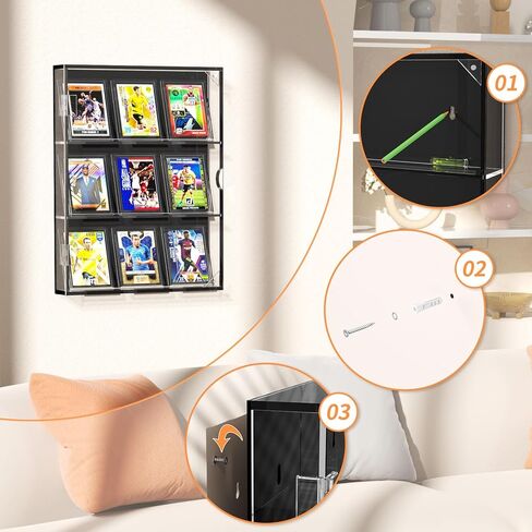 حافظة عرض بطاقات البيسبول من الأكريليك من FEMELI، إطار بطاقة تجارية متدرجة 8 مع حماية من الأشعة فوق البنفسجية، حافظة بطاقات رياضية مثبتة على الحائط مع باب مغناطيسي لمجموعة بوكيمون لكرة القدم وكرة السلة والهوكي in Kuwait