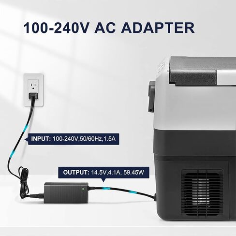 كابل طاقة تيار متردد 100/240 فولت لثلاجة السيارة، محول طاقة لفريزر ثلاجة السيارة متوافق مع المزيد من العلامات التجارية، محول تيار متردد لاستبدال ثلاجات 12 فولت in Kuwait