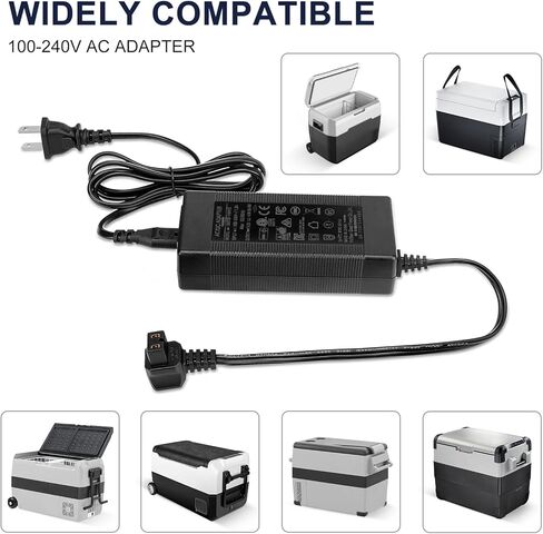 كابل طاقة تيار متردد 100/240 فولت لثلاجة السيارة، محول طاقة لفريزر ثلاجة السيارة متوافق مع المزيد من العلامات التجارية، محول تيار متردد لاستبدال ثلاجات 12 فولت in Kuwait