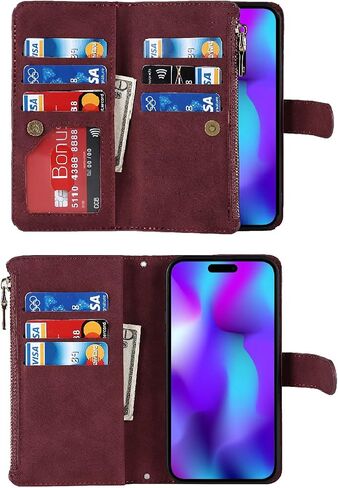 حافظة هاتف Jaorty لهاتف iPhone 14 Pro مع حامل بطاقة للنساء والرجال، وحافظات iPhone 14 Pro Crossbody مع حزام حبل للفتيات، حافظة جلدية PU مضادة للفقد لهاتف iPhone 14 Pro 6.1 بوصة، أحمر in Saudi Arabia