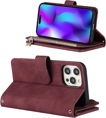 حافظة هاتف Jaorty لهاتف iPhone 14 Pro مع حامل بطاقة للنساء والرجال، وحافظات iPhone 14 Pro Crossbody مع حزام حبل للفتيات، حافظة جلدية PU مضادة للفقد لهاتف iPhone 14 Pro 6.1 بوصة، أحمر in Saudi Arabia