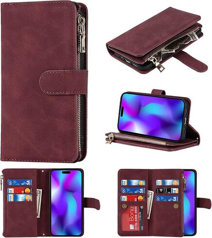 حافظة هاتف Jaorty لهاتف iPhone 14 Pro مع حامل بطاقة للنساء والرجال، وحافظات iPhone 14 Pro Crossbody مع حزام حبل للفتيات، حافظة جلدية PU مضادة للفقد لهاتف iPhone 14 Pro 6.1 بوصة، أحمر in Saudi Arabia