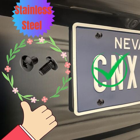 براغي لوحة الترخيص لموديلات B MW وTesla، براغي لوحة الترخيص السوداء، 18-8 من الفولاذ المقاوم للصدأ المؤكسد باللون الأسود، مسمار M5 (10 عبوات سوداء) in Kuwait