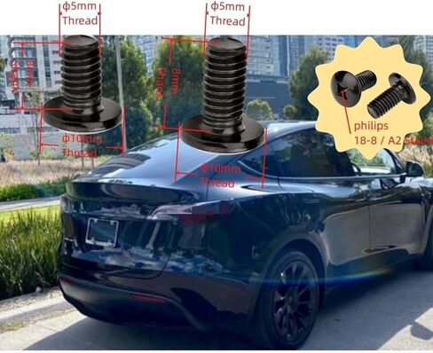 براغي لوحة الترخيص لموديلات B MW وTesla، براغي لوحة الترخيص السوداء، 18-8 من الفولاذ المقاوم للصدأ المؤكسد باللون الأسود، مسمار M5 (10 عبوات سوداء) in Kuwait