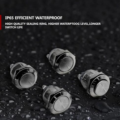 (Pack of 2) 19mm Momentary Stainless Steel Metal Push Button Switch Waterproof Flat Top 12V 24V 36 DC 110V 250V AC 5A 1NO SPST Screw Terminal Car Auto Horn Engine Start Horn Doorbell Power Switch in Saudi Arabia