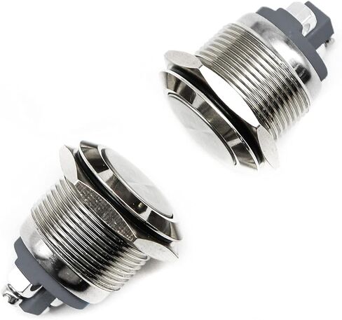 (Pack of 2) 19mm Momentary Stainless Steel Metal Push Button Switch Waterproof Flat Top 12V 24V 36 DC 110V 250V AC 5A 1NO SPST Screw Terminal Car Auto Horn Engine Start Horn Doorbell Power Switch in Saudi Arabia