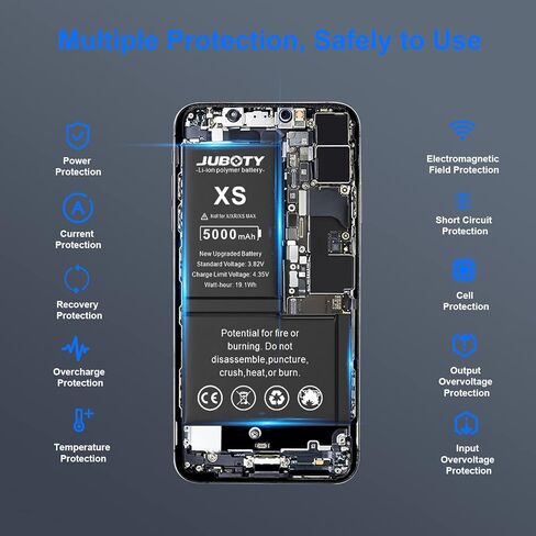 بطارية لهاتف iPhone Xs 5000 مللي أمبير في الساعة، بطارية ليثيوم أيون داخلية جديدة مطورة 0 دورة عالية السعة بديلة لهاتف iPhone Xs موديل A2097 A2098 A1920 A2100 مع مجموعة أدوات إصلاح احترافية in Kuwait