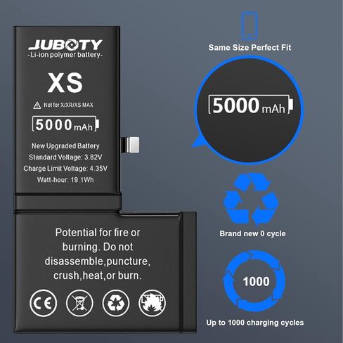 بطارية لهاتف iPhone Xs 5000 مللي أمبير في الساعة، بطارية ليثيوم أيون داخلية جديدة مطورة 0 دورة عالية السعة بديلة لهاتف iPhone Xs موديل A2097 A2098 A1920 A2100 مع مجموعة أدوات إصلاح احترافية in Kuwait