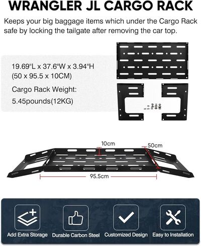 حامل سلة البضائع الخلفي لسيارة Jeep Wrangler JK، حامل تخزين الأمتعة لملحقات Wrangler JK 2011-2017، رف صندوق السيارة المعدني الصلب JK 4 أبواب (بدون مثقاب) in Kuwait