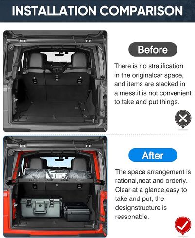 حامل سلة البضائع الخلفي لسيارة Jeep Wrangler JK، حامل تخزين الأمتعة لملحقات Wrangler JK 2011-2017، رف صندوق السيارة المعدني الصلب JK 4 أبواب (بدون مثقاب) in Kuwait